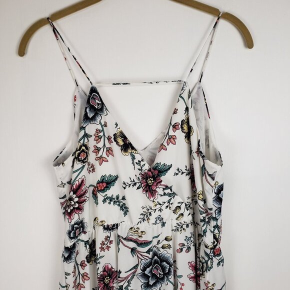 Loft Maxi Dress White Floral Sundress Wallpaper Sleeveless Blouson V-Neck Size 4 - Picture 7 of 9